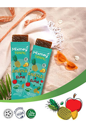 Mixmey Ananas Meyve Bar 12 Adet | Doğal Ve Glutensiz Sağlıklı Atıştırmalık - 20gr X 12 Adet