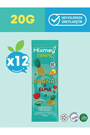Mixmey Ananas Meyve Bar 12 Adet | Doğal Ve Glutensiz Sağlıklı Atıştırmalık - 20gr X 12 Adet