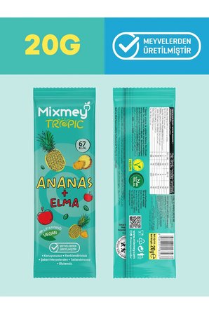 Mixmey Ananas Meyve Bar 12 Adet | Vegan Ve Glutensiz Sağlıklı Atıştırmalık - 20gr X 12 Adet