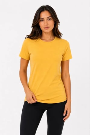 Livizmir Moda Basic Tişört Bisiklet Yaka Kısa Kol Günlük Yazlık Slim Fit T-Shirt - Sarı