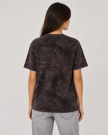 Livizmir Moda Yıkamalı Washed Effect Tişört Bisiklet Yaka Sokak Stil Kısa Kol T-Shirt - Siyah
