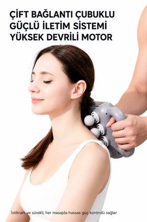 Masaj Aleti 8 Başlıklı Kızılötesi Isıtmalı Derin Doku Masaj Cihazı LCD Ekranlı 9 Kademe 6 Masaj Modu Şarjlı Titreşimli Boyun Omuz Bel Sırt Bacak Kol Ayak Masaj Cihazı