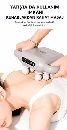 Masaj Aleti 8 Başlıklı Kızılötesi Isıtmalı Derin Doku Masaj Cihazı LCD Ekranlı 9 Kademe 6 Masaj Modu Şarjlı Titreşimli Boyun Omuz Bel Sırt Bacak Kol Ayak Masaj Cihazı