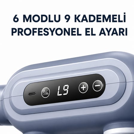 Masaj Aleti 8 Başlıklı Kızılötesi Isıtmalı Derin Doku Masaj Cihazı LCD Ekranlı 9 Kademe 6 Masaj Modu Şarjlı Titreşimli Boyun Omuz Bel Sırt Bacak Kol Ayak Masaj Cihazı