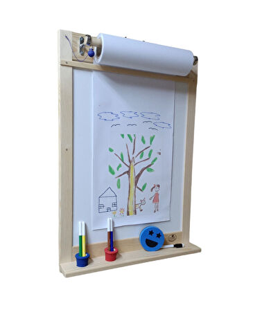 Ahşap Yazı Tahtası Rulo Kağıtlı