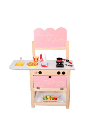 Ahşap Mutfak Seti Pembe