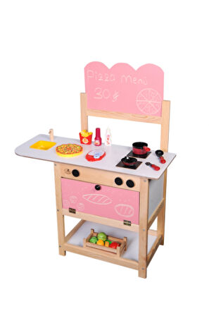 Ahşap Mutfak Seti Pembe