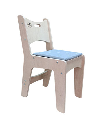 Ahşap Anaokulu Sandalyesi Ergonomik Tasarım Minderli