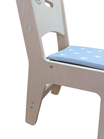 Ahşap Anaokulu Sandalyesi Ergonomik Tasarım Minderli
