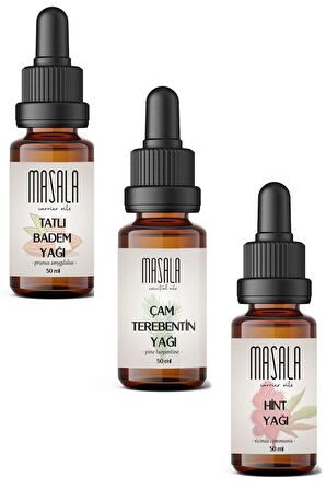 Masala Tatlı Badem Yağı + Çam Terebentin Yağı + Hint Yağı 3 X 50 ml