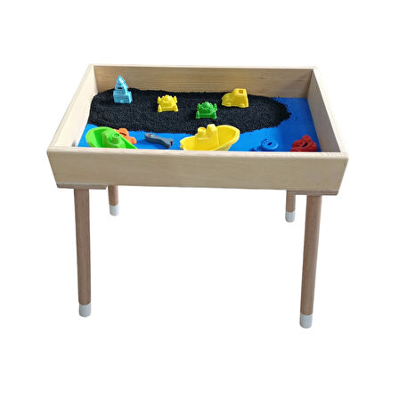 Ayaklı Ahşap Montessori Öğrenme Tepsisi Kum Tepsisi