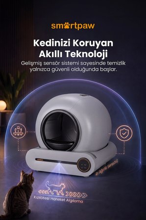 Smartpaw Nova Cat Pro Gri Akıllı Otomatik Kedi Tuvaleti (Distribütör Garantili)