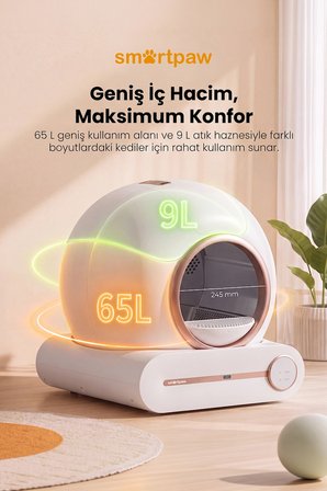 Smartpaw Nova Cat Pro Pink Akıllı Otomatik Kedi Tuvaleti (Distribütör Garantili)