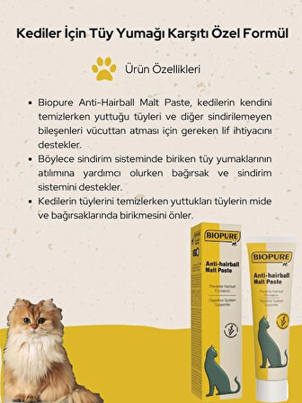 Bio Pure Tüy Yumağı Karşıtı Özel Formül - Biopure Anti-Hairball Malt Paste
