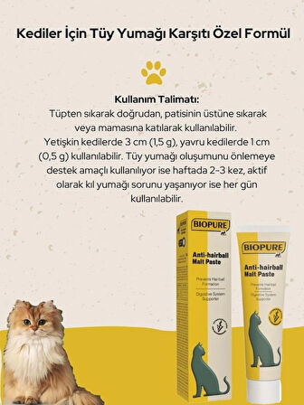 Bio Pure Tüy Yumağı Karşıtı Özel Formül - Biopure Anti-Hairball Malt Paste