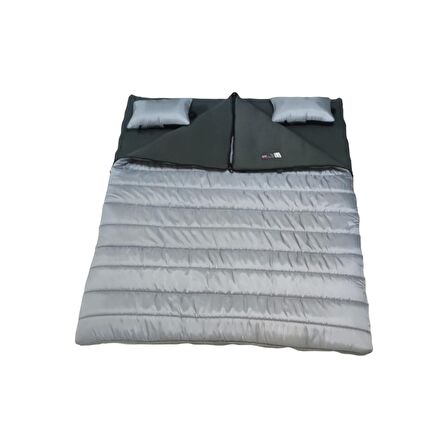 Masif -18 350 GR GRİ POLARLI YASTIKLI ÇİFT KİŞİLİK UYKU TULUMU GRİ