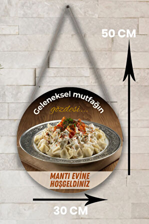 Mantı Salonu için Çift Taraflı Hoşgeldiniz Karşılama Tabelası, Mantı Dükkan Kapı Duvar  Tablo Süsü