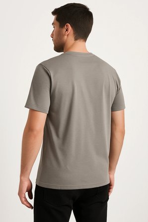 Bej Baskılı Erkek Tshirt