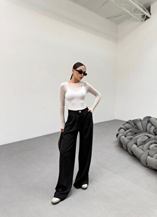 230 Gr Poly Viscose Full Lycra Pi̇leli̇ Palazzo Pantolon