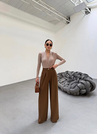 230 Gr Poly Viscose Full Lycra Pi̇leli̇ Palazzo Pantolon