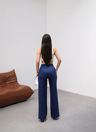 Yüksek Bel Straight Fit Palazzo Pantolon