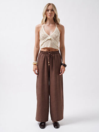 Aksesuar Detay Keten Pantolon