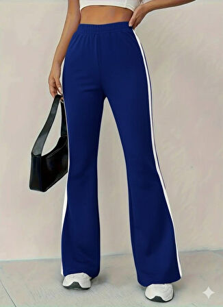Kadın Yüksek Bel İspanyol Paçalı Yanlardan şerit Detaylı Dalgıç Tayt Pantolon
