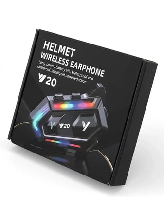 Y20 Bluetooth 5.3 Kask Kulaklığı – RGB LED Işıklı, Gürültü Azaltmalı Motosiklet Kulaklığı