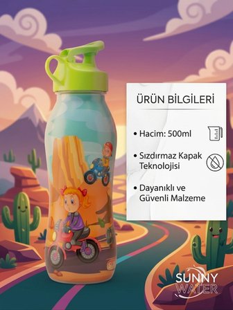 Çocuk Su Matarası 500 ml - Sızdırmaz Kapaklı BPA İçermez Okul Suluğu