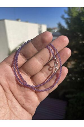Ametist Doğal Taş Ince Kolye