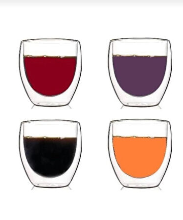 4’lü Set Espresso Bardağı 250 ml Kahve Bardağı Çift Cidarlı Bardak ısıya dayanıklı