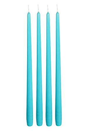 Bozkurt Konik Şamdan Mum Fener Mumu - Turkuuaz - 24 Cm. - 4 Adetlik Paket