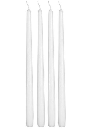 Bozkurt Konik Şamdan Mum Fener Mumu - Beyaz - 24 Cm. - 4 Adetlik Paket