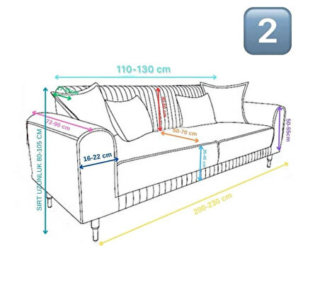 Neşeli Home İtalyan Süet Koltuk Örtüsü 3-3-1-1