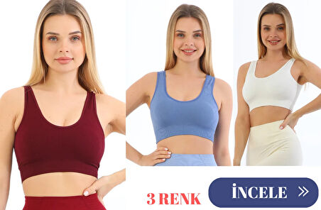 Murays form angel 3 lü kadın  kalın askılı pedli crop büstiyer