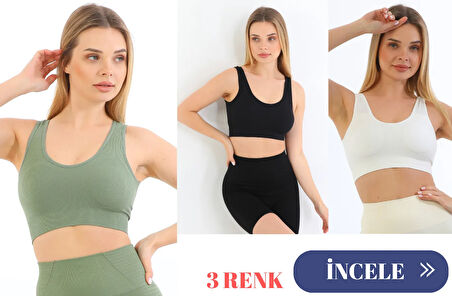 Murays form angel 3 lü kadın  kalın askılı pedli crop büstiyer