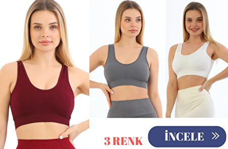 Murays form angel 3 lü kadın  kalın askılı pedli crop büstiyer