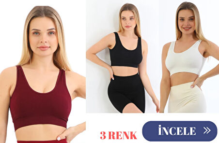 Murays form angel 3 lü kadın  kalın askılı pedli crop büstiyer