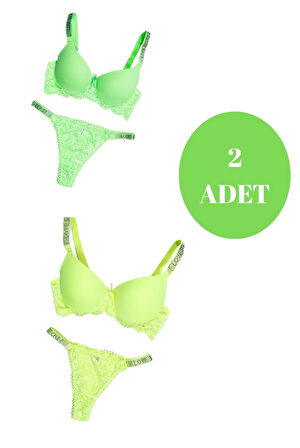 murays kadın 2 li taşlı neon sütyen takım