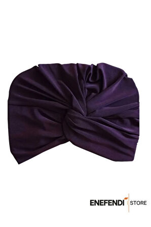 Düğümlü Dış Bone Mürdüm | Hazır Bağlı Sosyete Yarım Şal Modeli | Tesettür Rahat ve Şık Bone