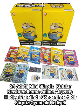Mini Sürpriz Kutular (24 Adet Mini Sürpriz Kutuları) Minions Oyun Karakter Kartları Ve Sticker