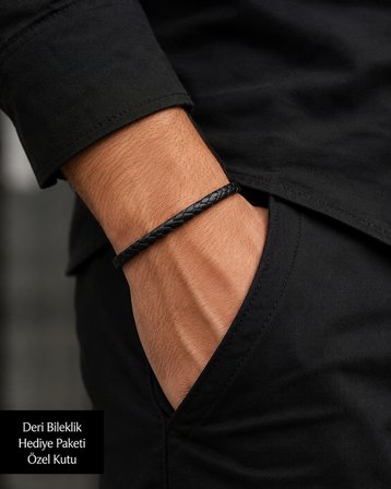 Wristique Steel – Örgü Deri Erkek Bileklik, Özel Hediye Kutulu