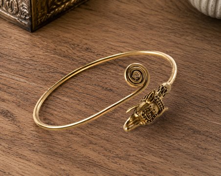Ejderha Figürlü Spiral Gold Renk Kadın Bileklik – Otantik & Şık Tasarım