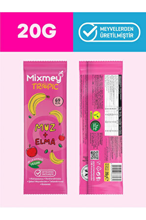 Mixmey Muz Meyve Bar 12 Adet | Doğal Ve Glutensiz Sağlıklı Atıştırmalık - 20gr X 12 Adet