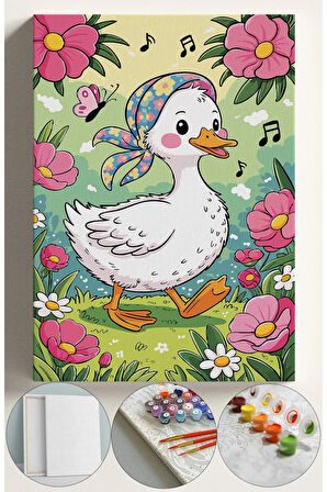 Sayılarla Boyama Seti Numaralı Tuval Fırça Boya 40x50 Cm - MÜZİK ÖRDEK