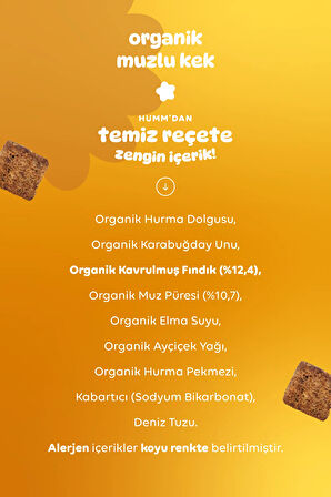 Humm Organic Organik Glutensiz Vegan Muzlu Kek Atıştırmalık Paketi - 30 G X 3 adet