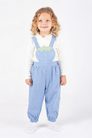 Miniğimin Cicileri salopet 2 li Kız Çocuk Takım - Açık Mavi