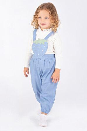 Miniğimin Cicileri salopet 2 li Kız Çocuk Takım - Açık Mavi