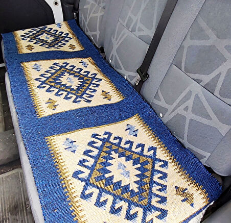Reversible Oto Koltuk Kilim Seti • 3 Parça • Makine Dokuma • Akrilik & Polyester • Saçaklı
