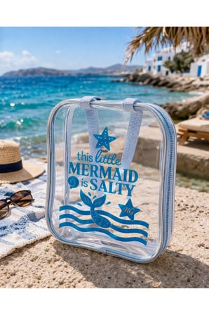 Mermaid Temalı Şeffaf Plaj Çantası – Su Geçirmez Yazlık Kadın Tatil Çantası
